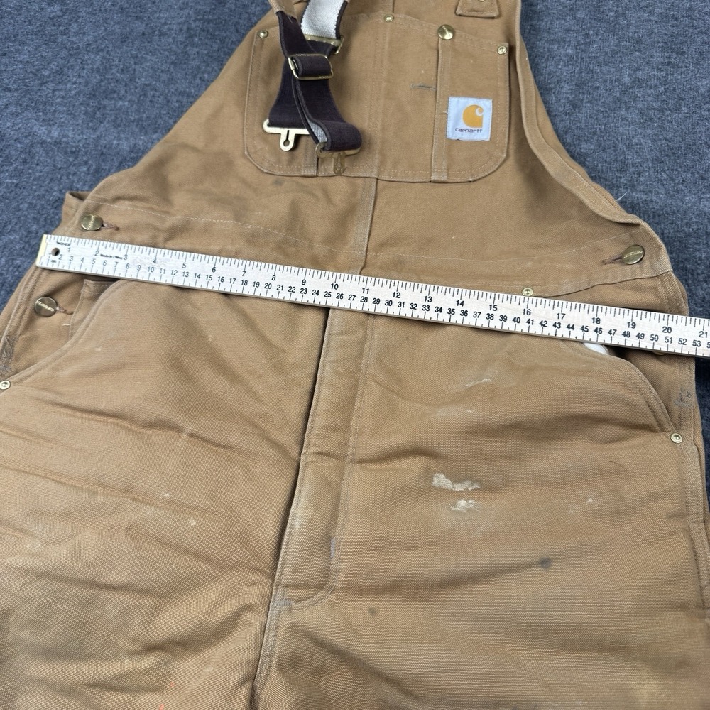 Carhartt Bibs Men 38x34 Duck Canvas Arctic Quilt Lined Insulated Overalls R03 - Picture 10 of 14